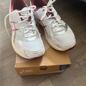 Asics White and Red Athletic Sneakers